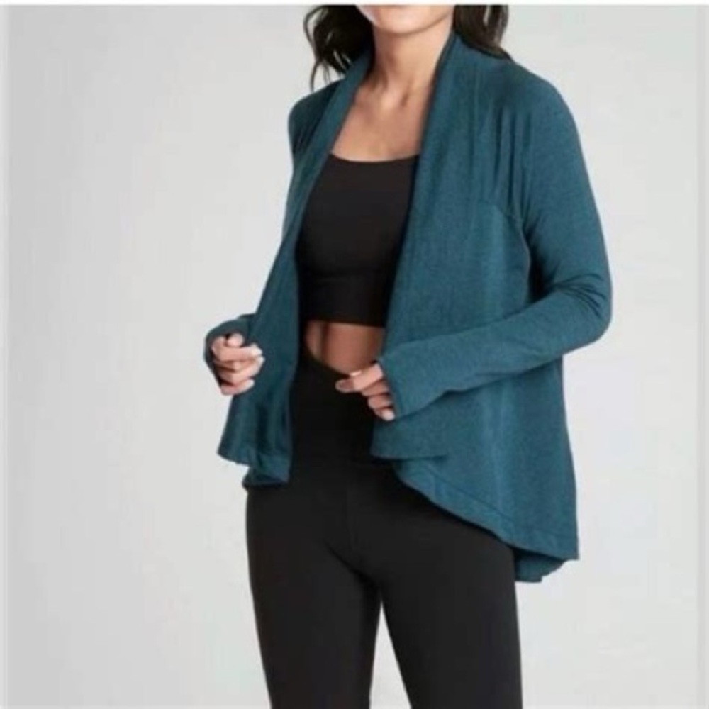 Athleta Wear Two Ways Wrap Small Deep Teal Blue Green Soft Nirvana